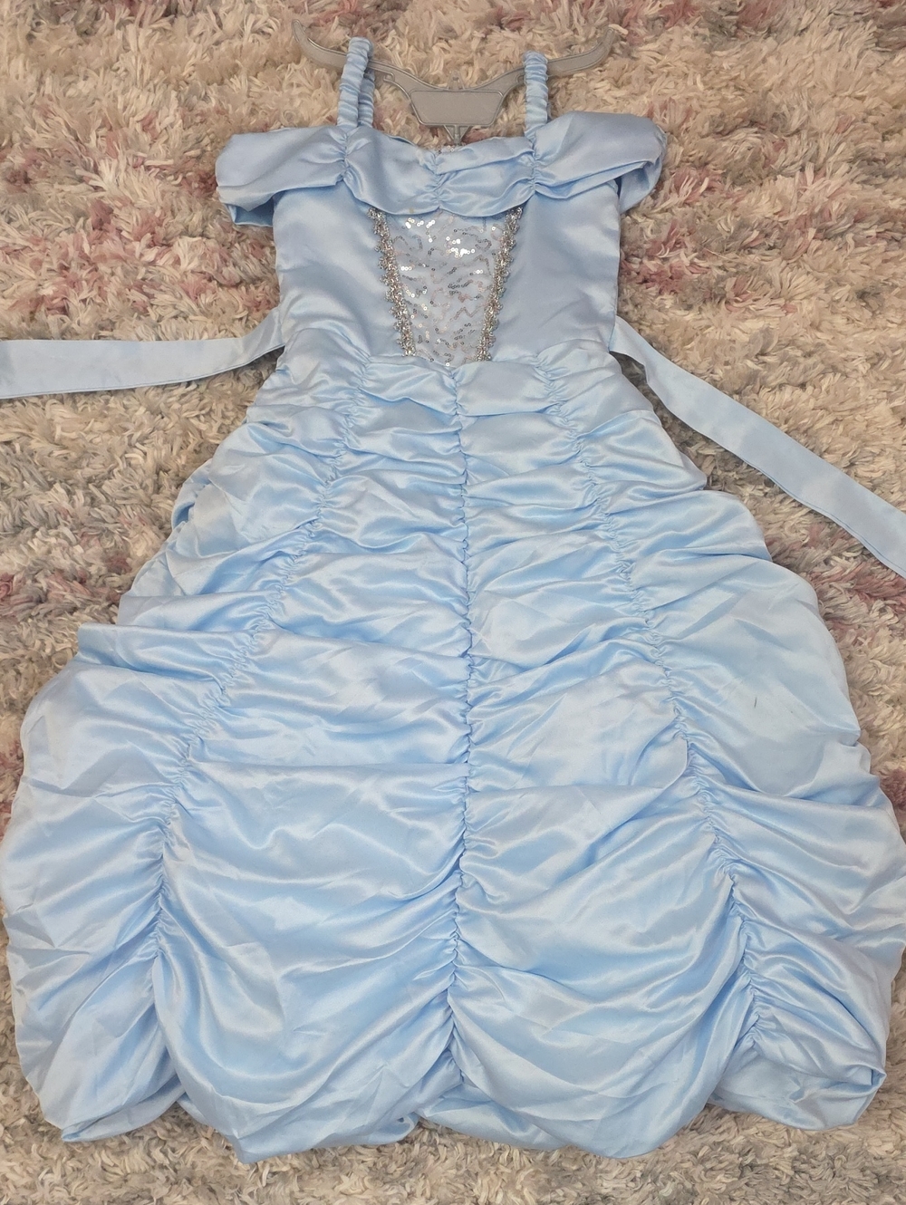 Light Blue Satin Princess Ball Gown for Girls